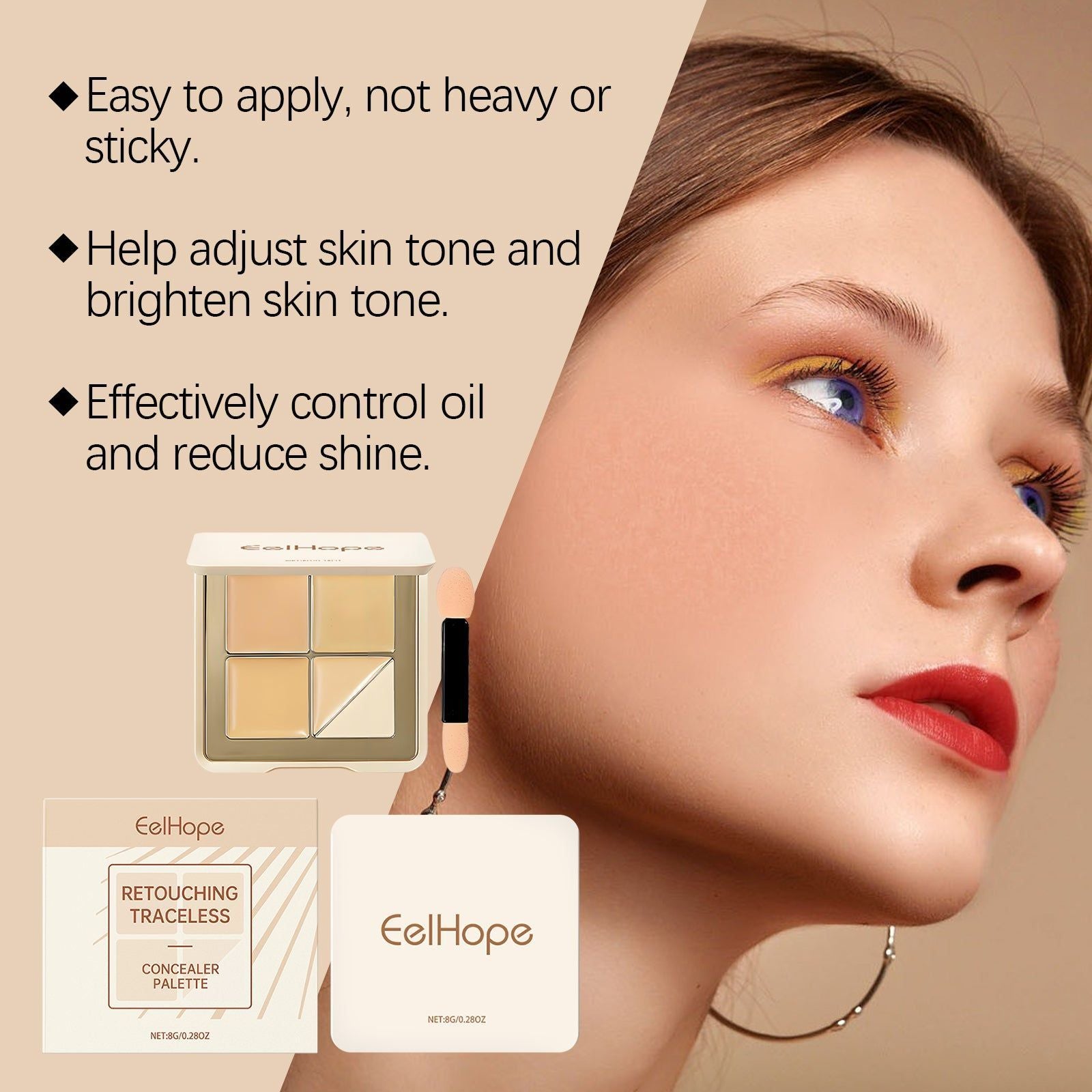 Concealer Palette, Natural Light Cover, Long-lasting, Moisturizing, Flawless Skin ,1set