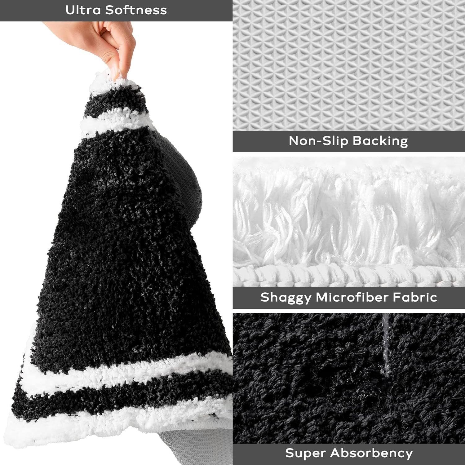 AIESY® Set of 2 Beautiful Luxury Rectangle Quick Dry Bath Mat