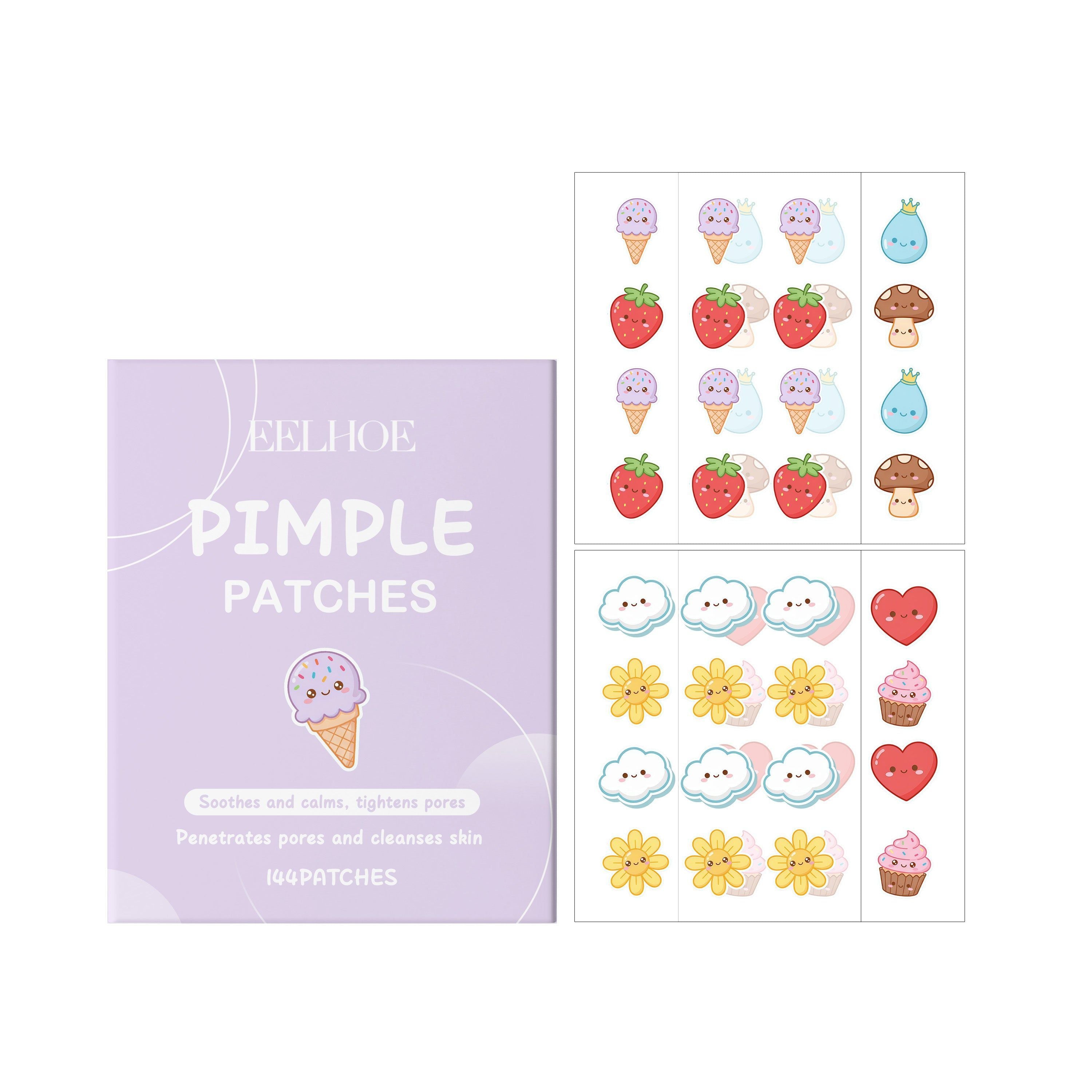 Cartoon Acne Patch, Clear Hydrogel, Waterproof, Fast Acne & Scar Removal, Facial Care ,144pcs