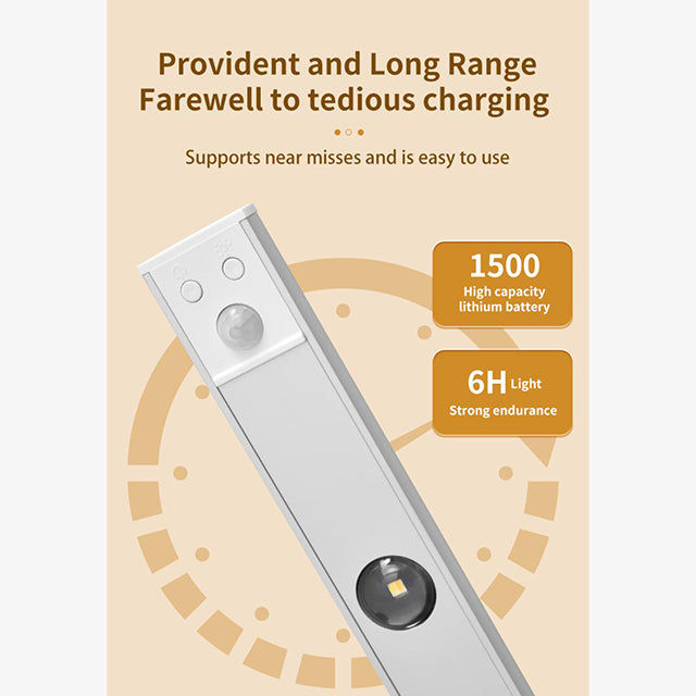 60/80/100CM Ultra Thin Nightlight Lamp - PIR Motion Sensor LED Cabinet Lighting, USB Rechargeable for Kitchen & Cabinets