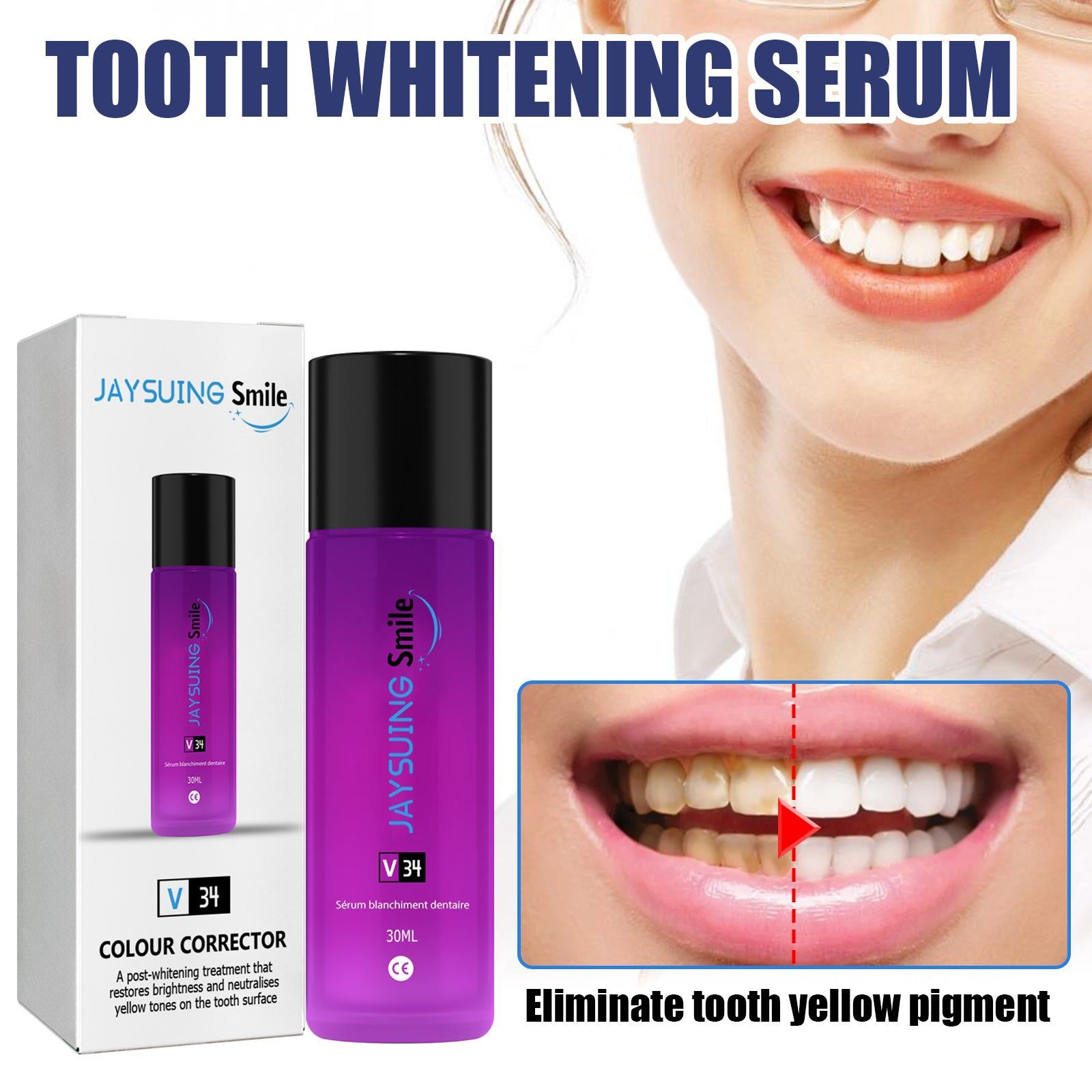 Brighten and Whiten Teeth, Neutralize Yellow Pigments, Fast Teeth Whitening Serum ,30ml