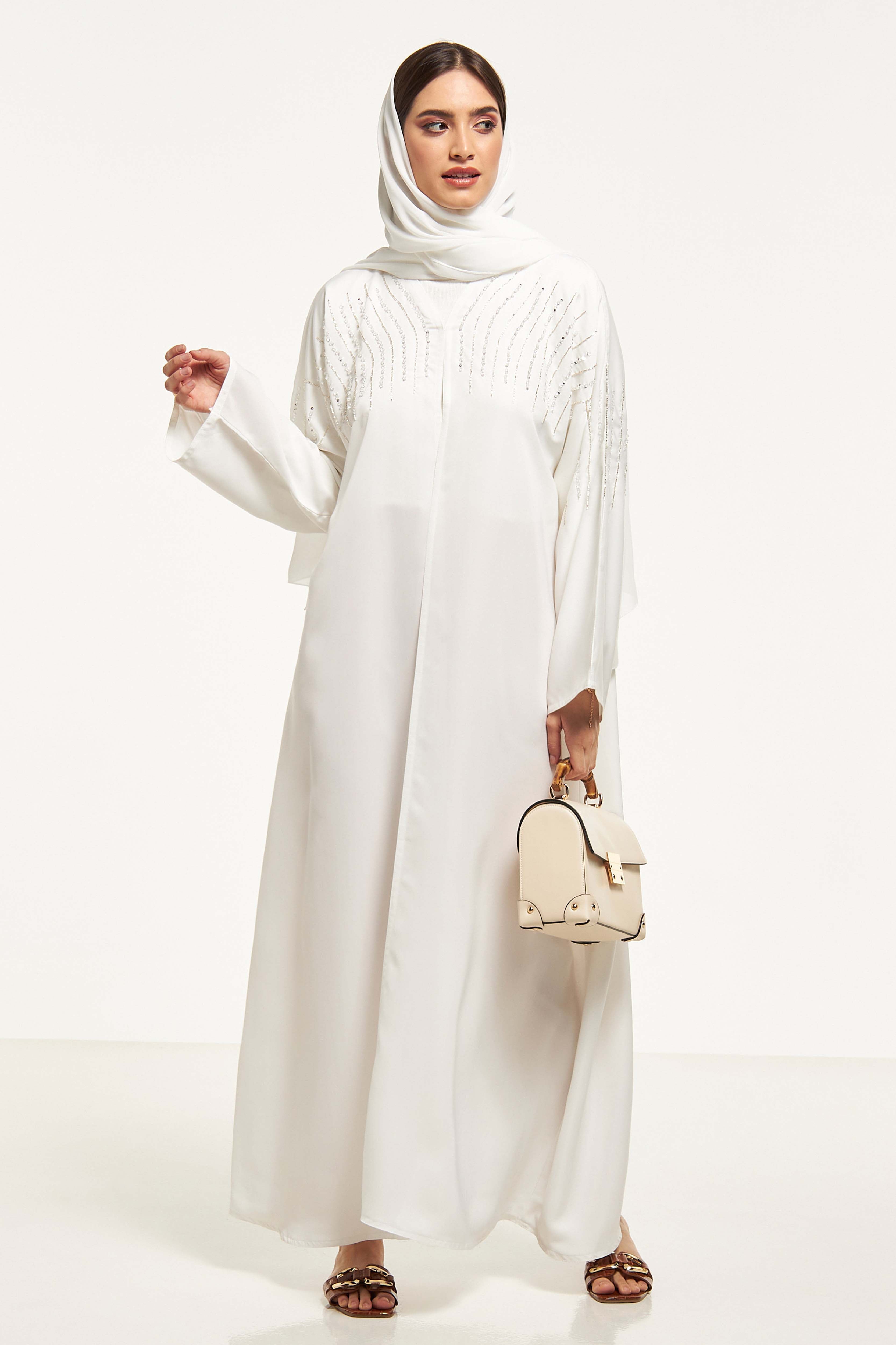 MOiSTREET Embellished Abaya with Sheila