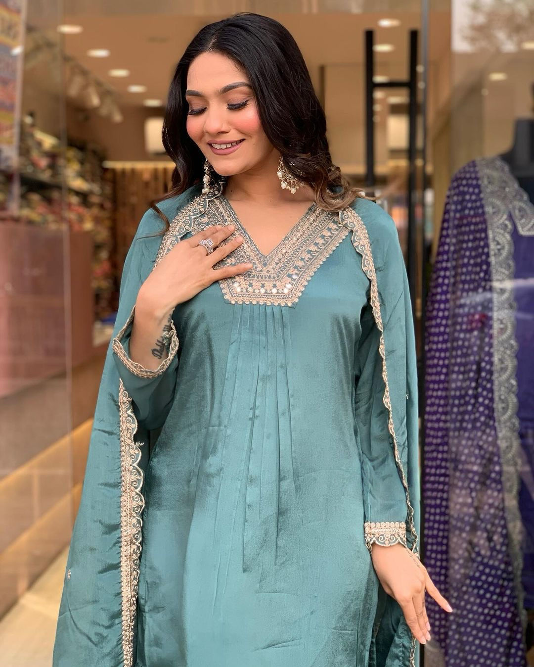 Fab Zone Party Wear Look Designer Top Plazzo and Beautiful Dupatta