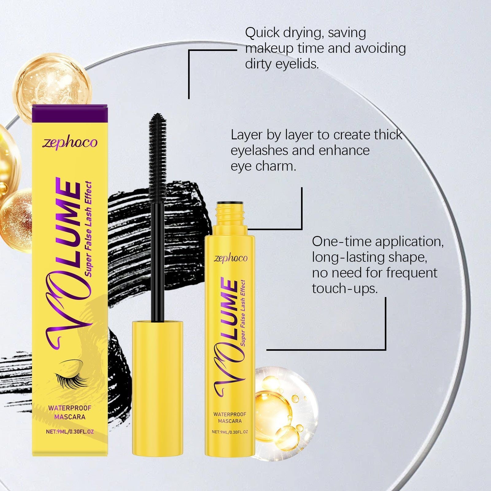 Black Mascara, Natural Beauty, Curling, No Clumping, Long-Lasting, Daily Wear ,9ml