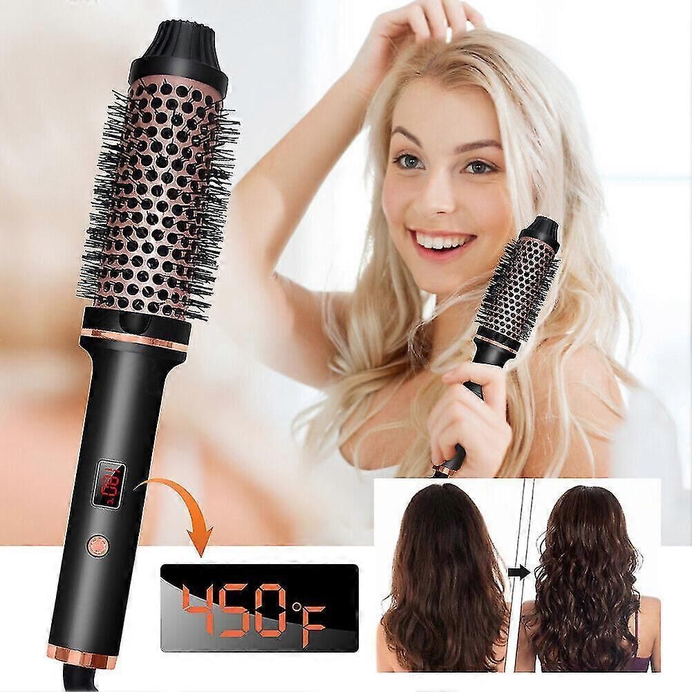 Thermal Brush 1.5 Inch Heated Curling Brush Ceramic Curling Iron Volumizing Brush Heating Round Brush Travel Hair Curler Comb zxin