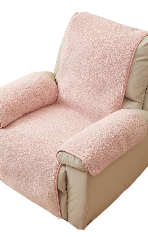 Plush Lambswool Armrest Protector Cover For Sofa Recliner Slip Yellow
