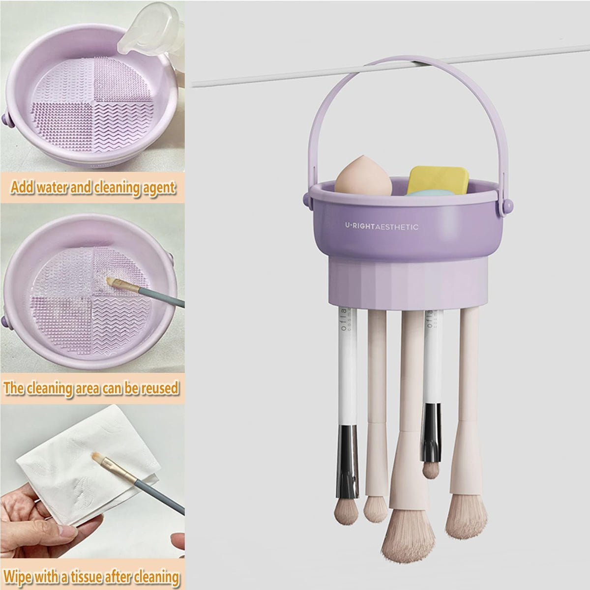 Makeup Brush Cleaning Mat Hanging Drying Rack Makeup Brush Cleaning Pad