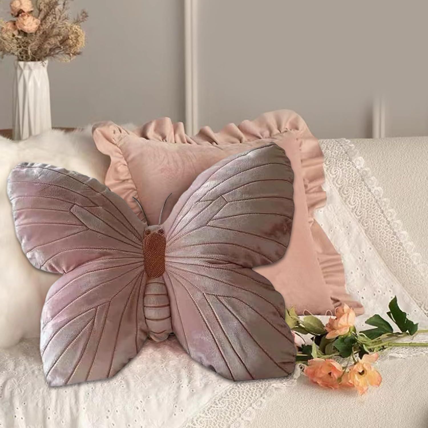 Butterfly Throw Pillow Plush Butterfly Shaped Cushion Home Decor for Couch Bed