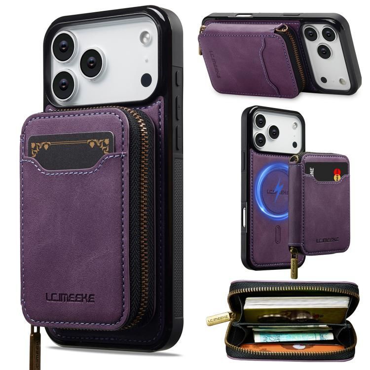 For iPhone 18 Pro Max / iPhone 17 Pro Max LC.IMEEKE L6 Series Zipper Card Bag MagSafe Magnetic Phone Case