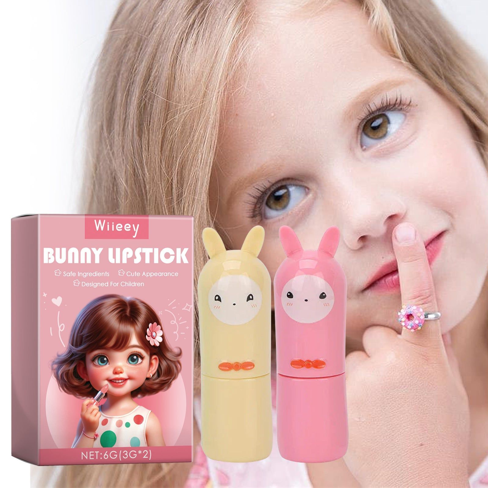 Cute Toy Lipstick for Kids, Safe Play Makeup, Imaginative Role Play, Gift Idea ,6g