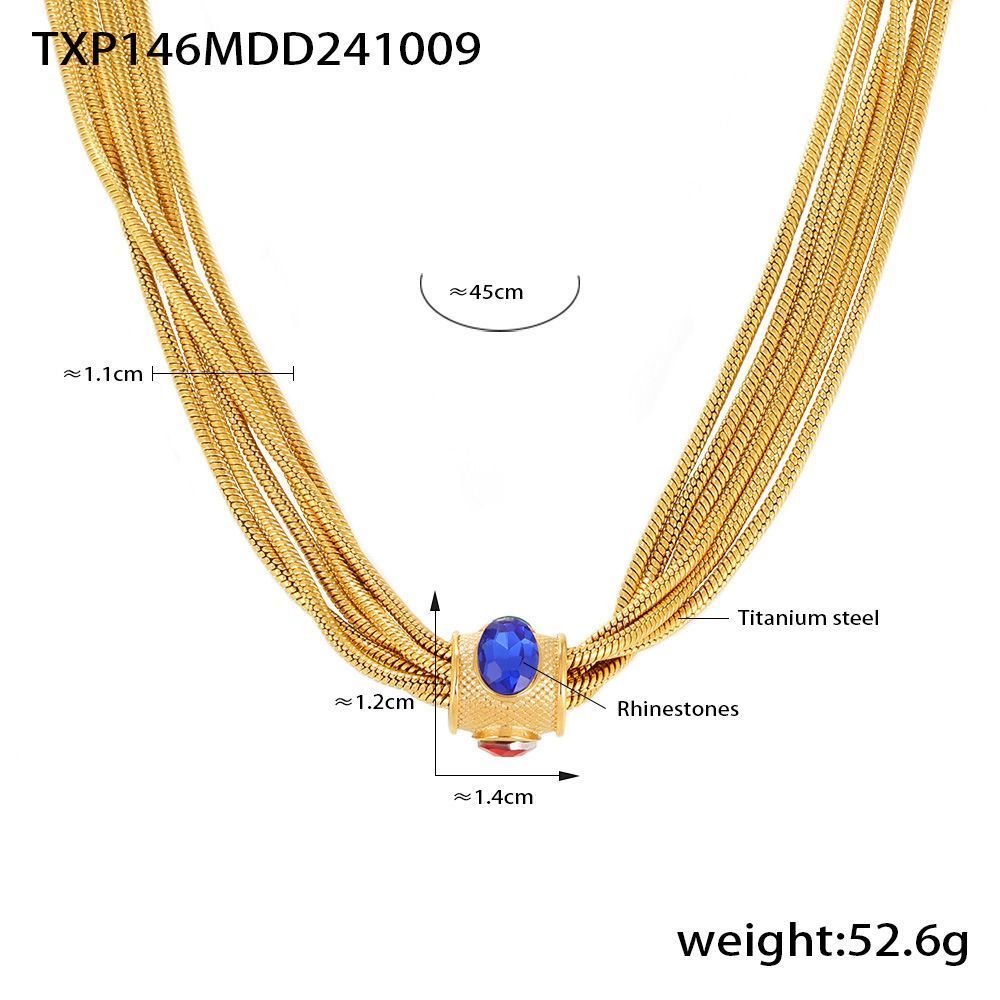 Multi Layer Chain Necklace Bracelet Set Titanium Steel Gold Plated Jewelry
