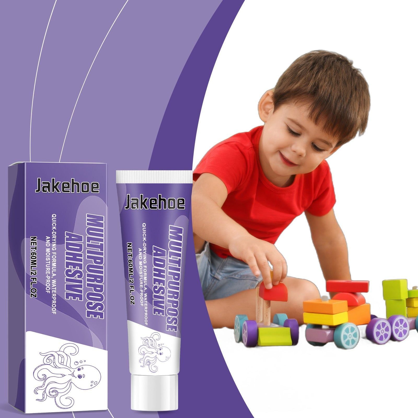 Strong Nail Free Glue, Waterproof Multi-Purpose Adhesive for Wood, Metal, Ceramic ,60ml
