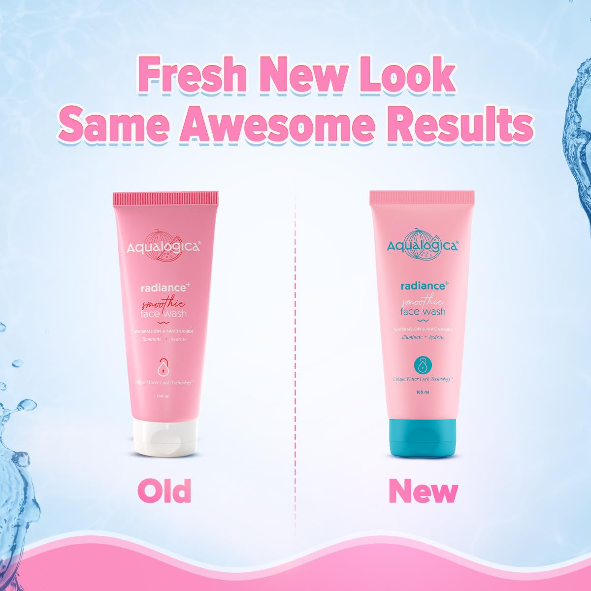 غسول الوجه Aqualogica Radiance+ Smoothie - بطيخ ونيكوتيناميد، يضيء البشرة، 100 مل