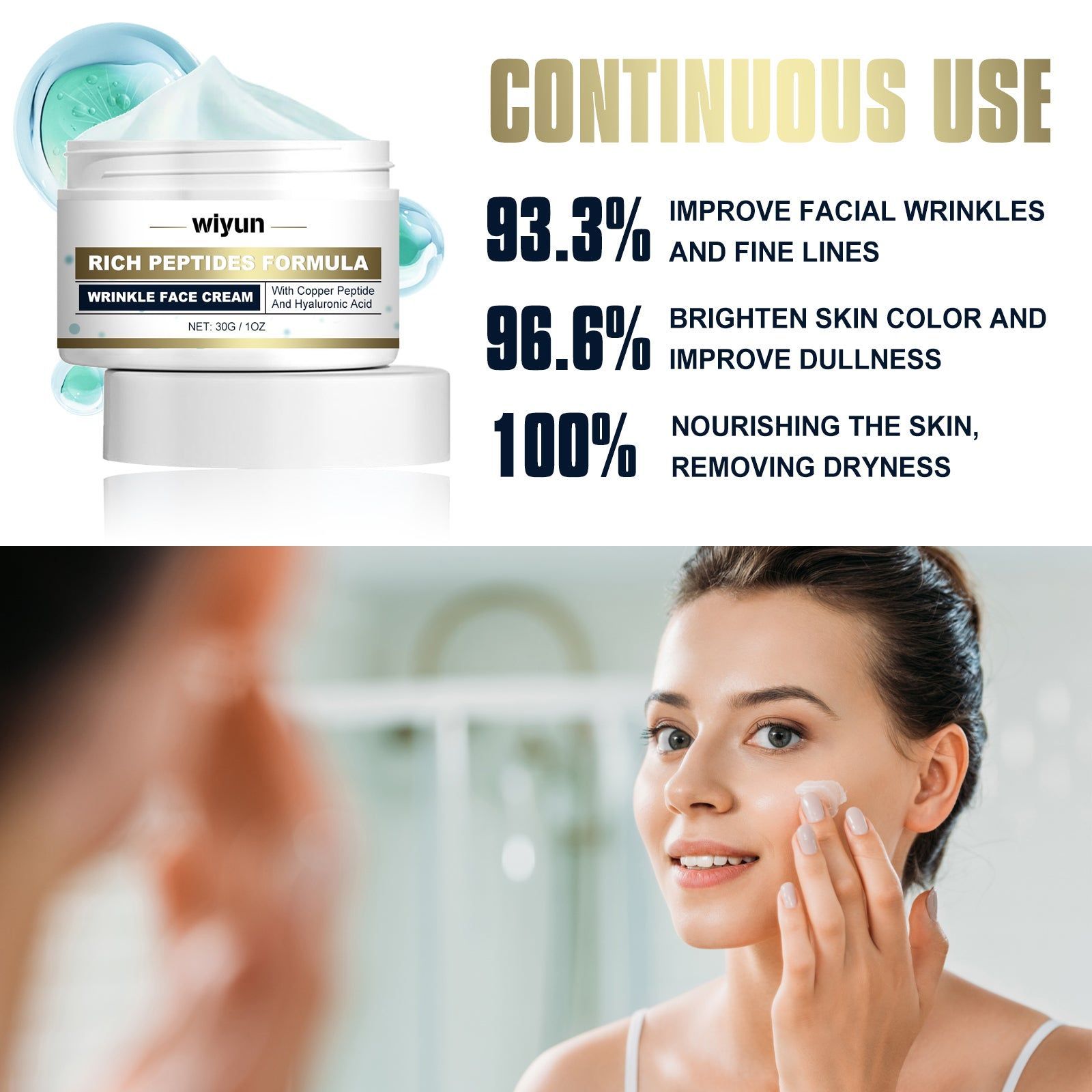 Anti-Wrinkle Brightening Cream, Youthful Skin, Hydrating, Firming, Sensitive Skin ,30g