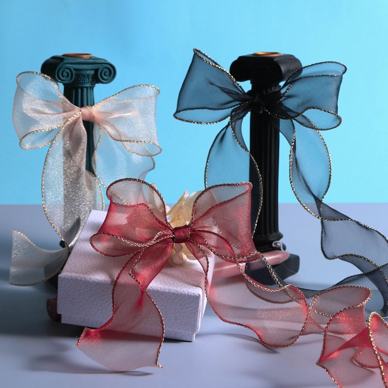 5Pcs Wave Ribbon Rolls Silk Bow Material 10 Yards 4cm Width Lace Ribbons