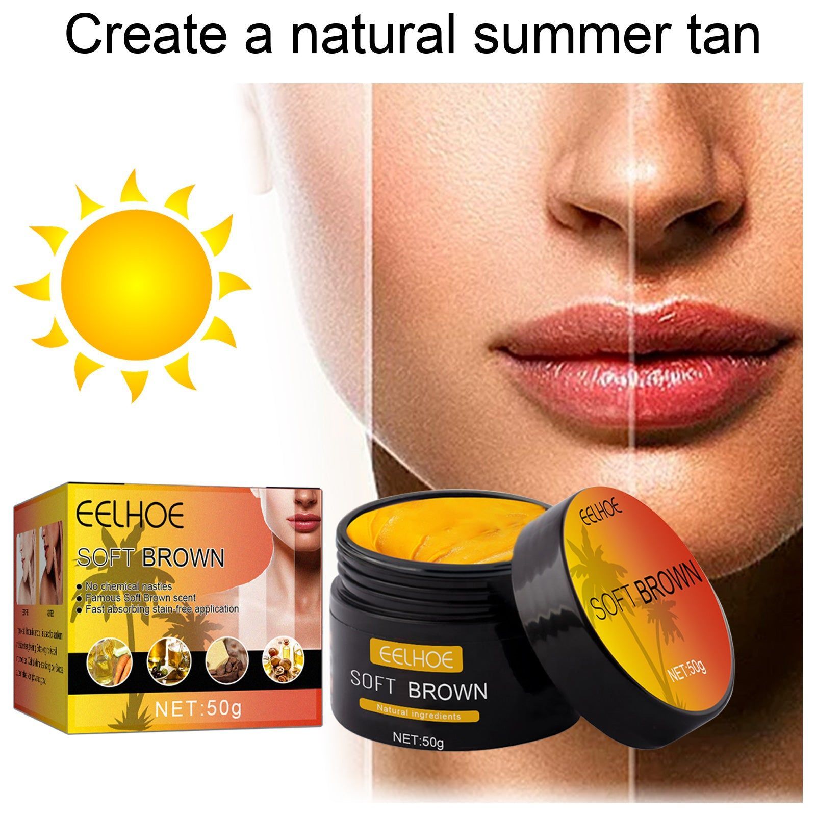 Create a Natural Summer Tan, Aloe Vera Darkening Cream, Sunbathing & Skin Repair ,50g