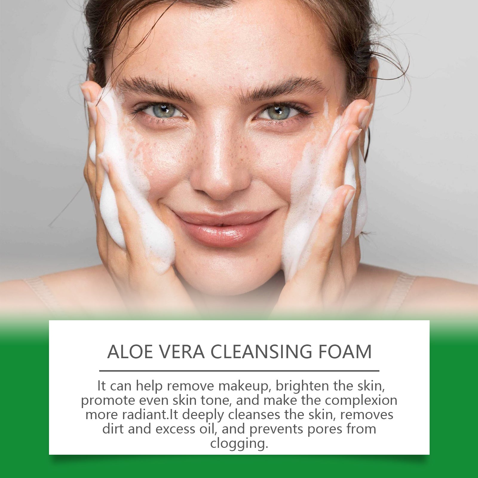 Aloe Vera Facial Cleansing Foam, Gentle Hydrating Oil Control, Brightening, Pore Purifying ,100ml