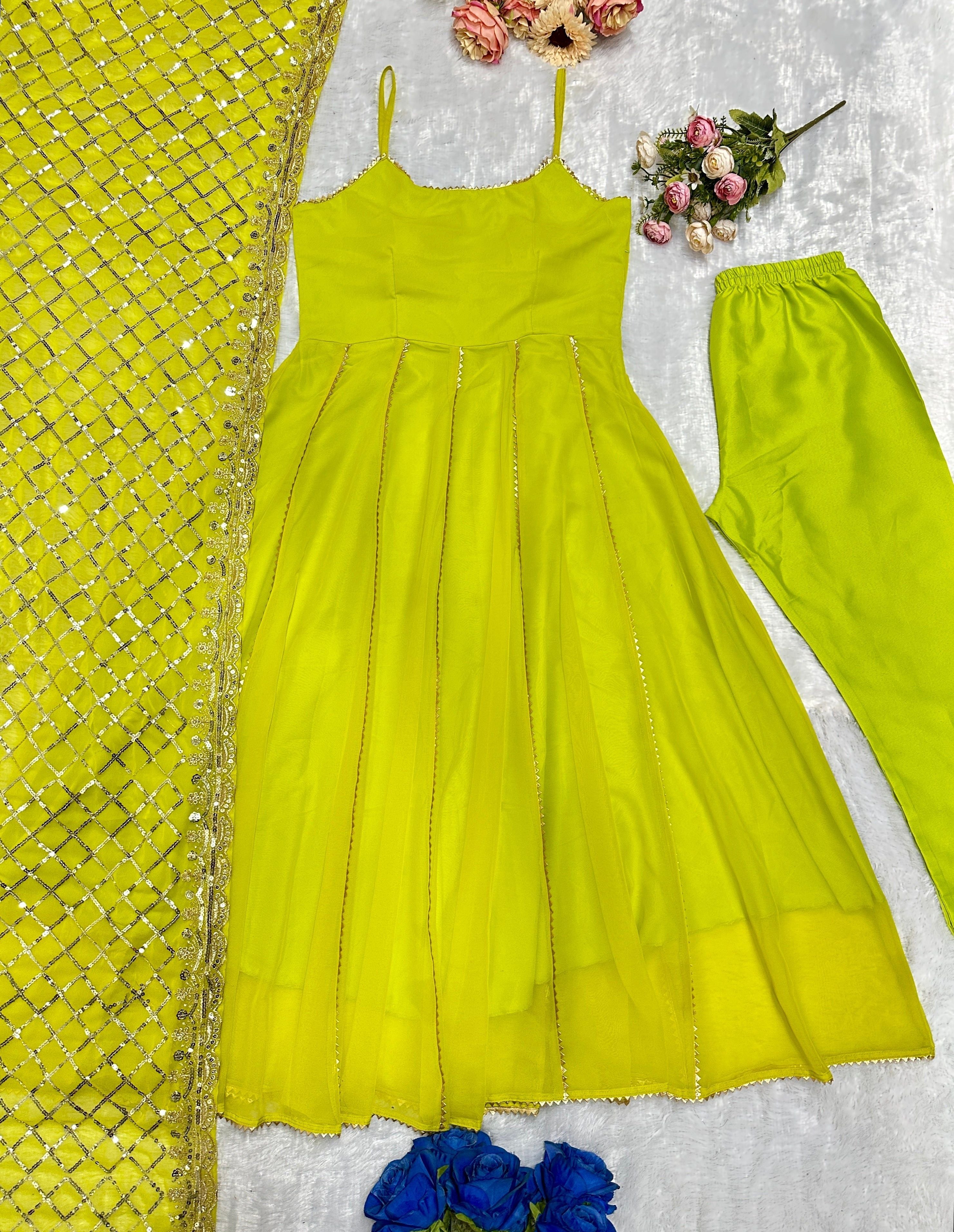 Fab Zone Party Wear Designer Gown Pent And Dupatta