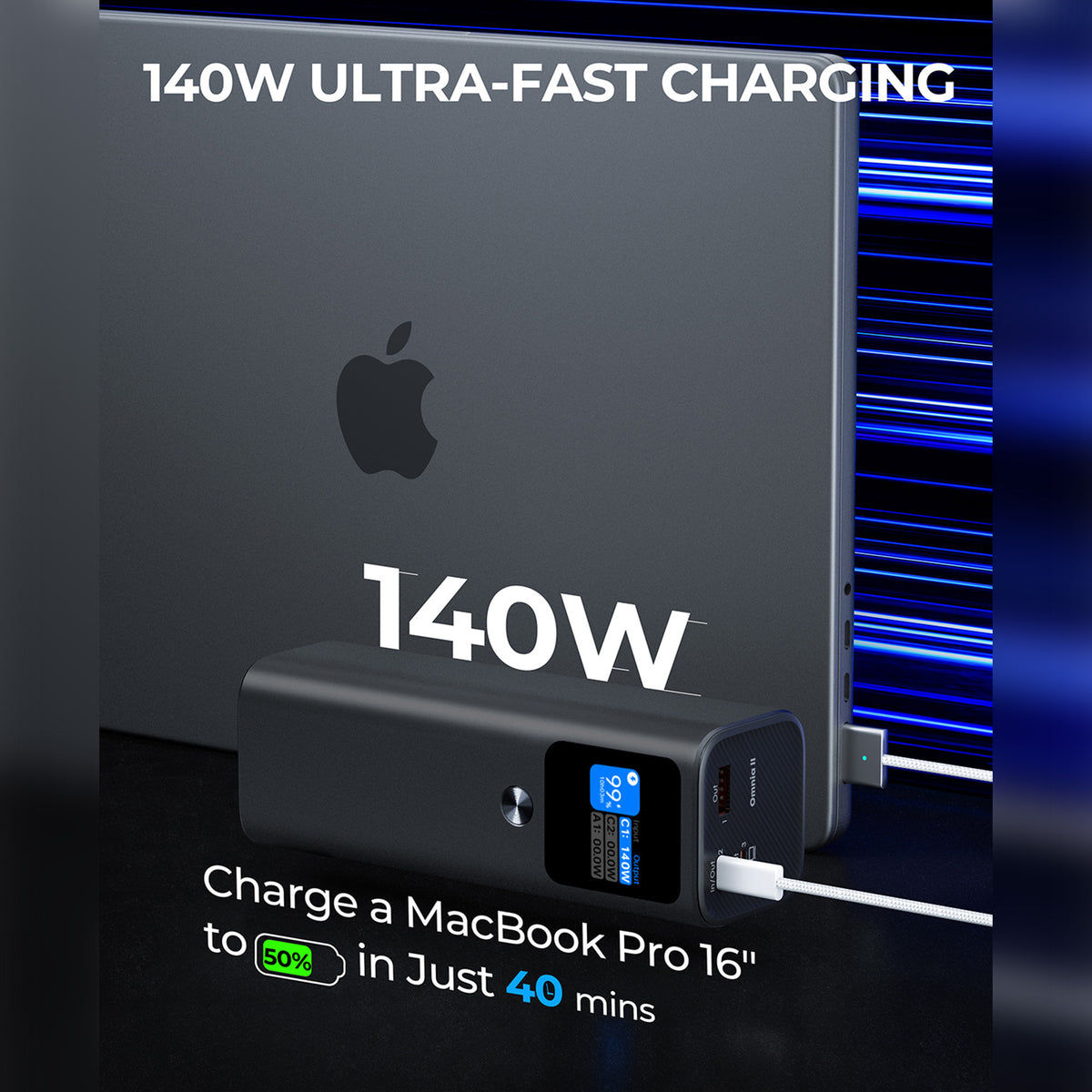 Aukey PB-Y45 27600mAh 140W Ultra-Fast Charging PD 3.1 Power Bank - Gray