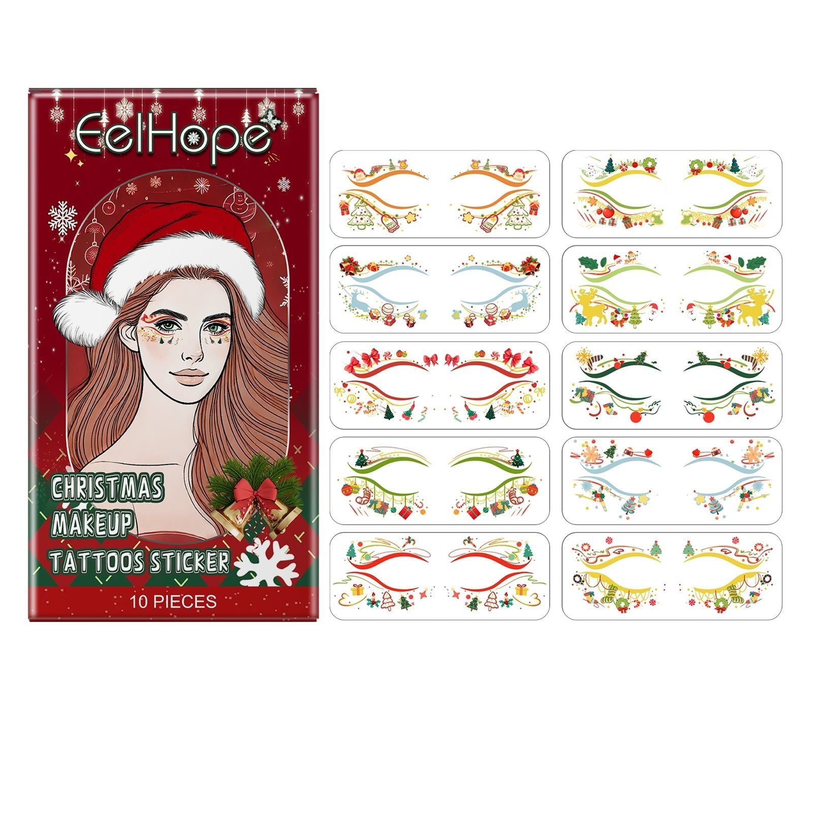 Christmas Face Stickers, Festive Atmosphere, Easy Holiday Fun, Face Tattoos ,10pieces