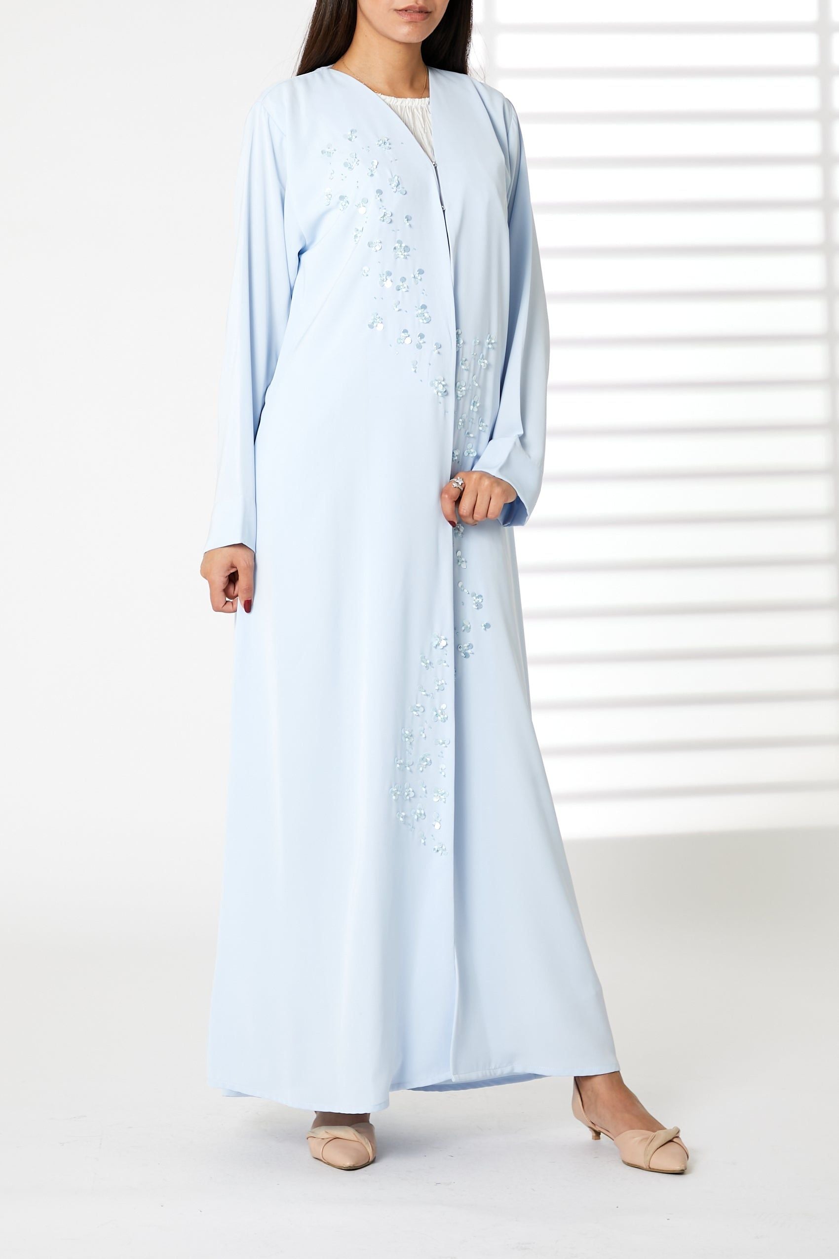 MOiSTREET Blue Nida Embellished Abaya
