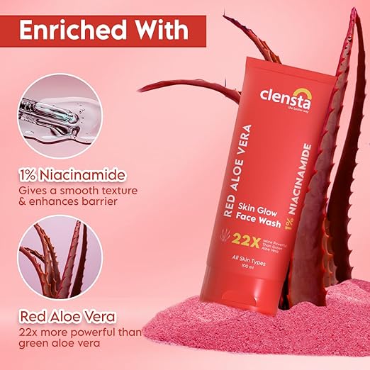 Clensta Red Aloe Vera Skin Glow Face Wash – 100 ml