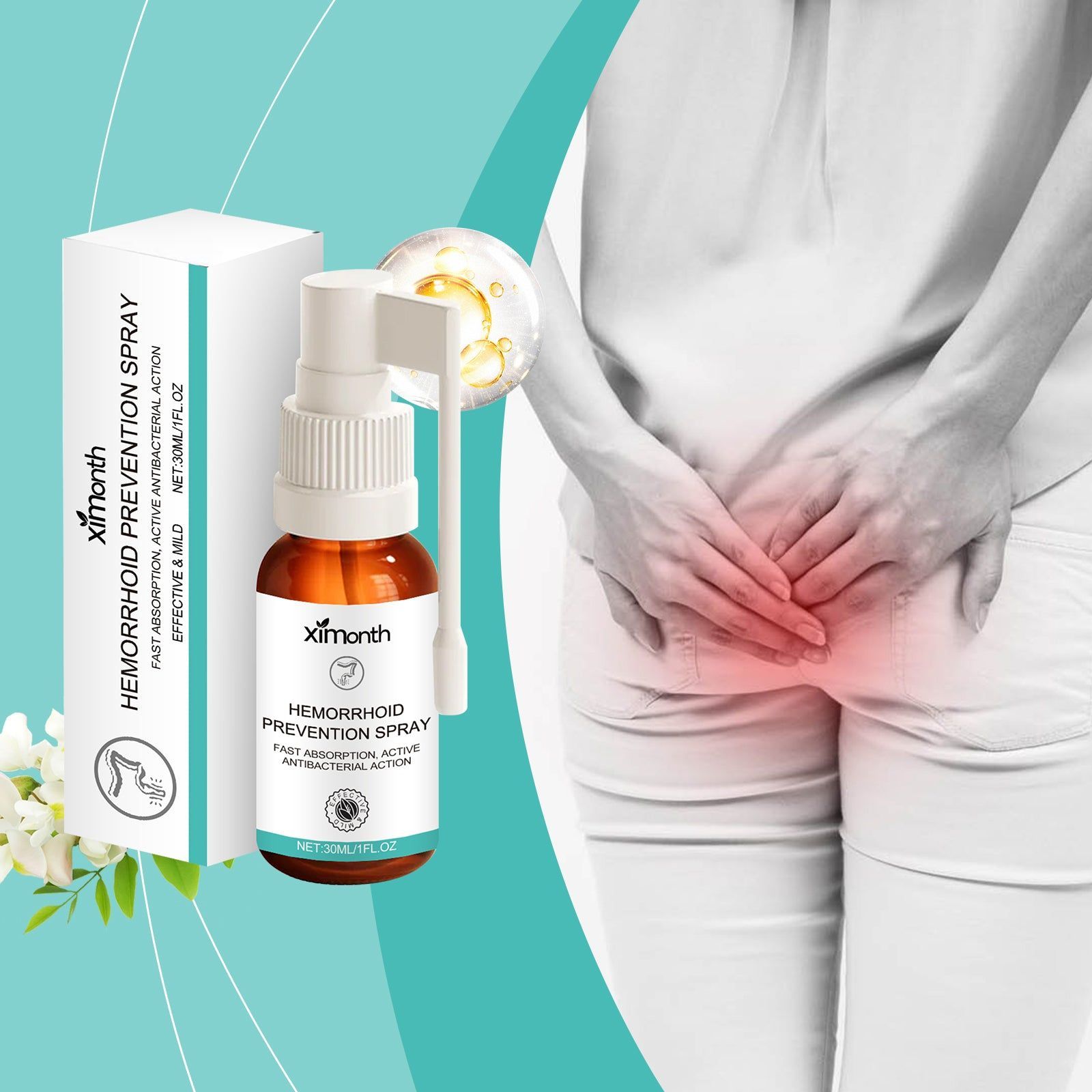 Body Care Spray, Herbal Hemorrhoid Relief, Gentle Daily Anal Care, Natural Comfort ,30ml