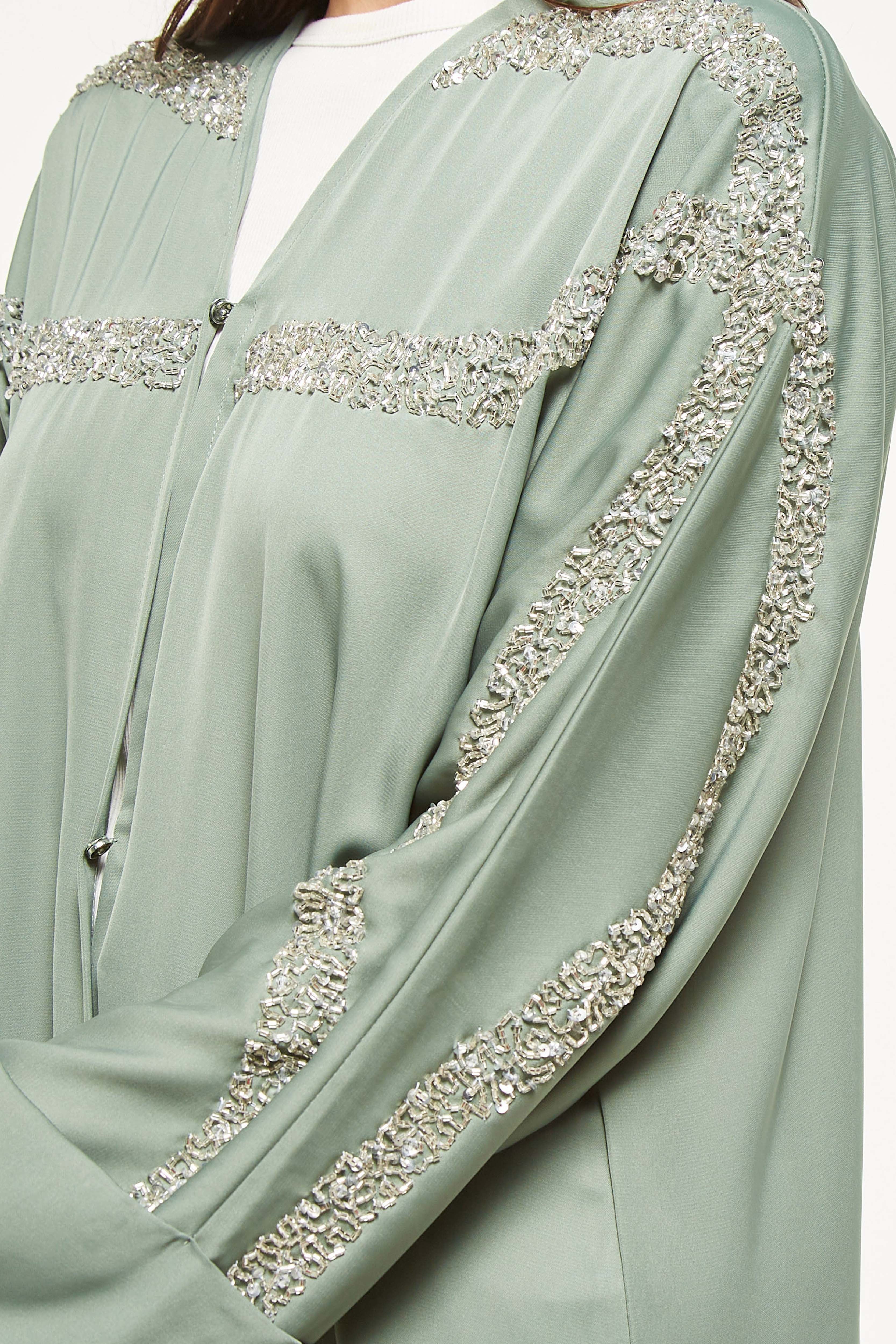 MOiSTREET Embellished Abaya with Sheila