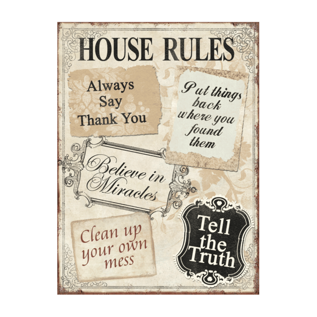 XAVAX 136314 HOUSE RULES DECROTION 26X35CM