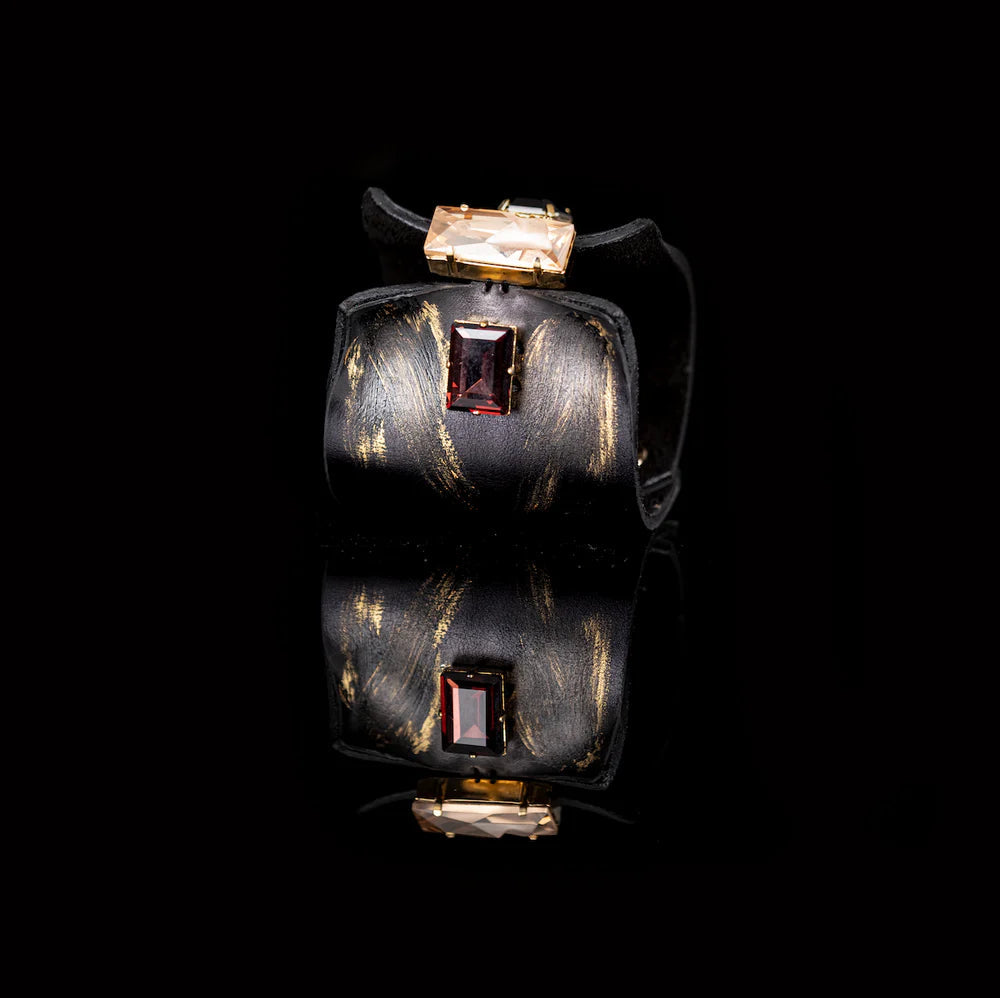 The Dark Monarch Edge Crystal Leather Cuff