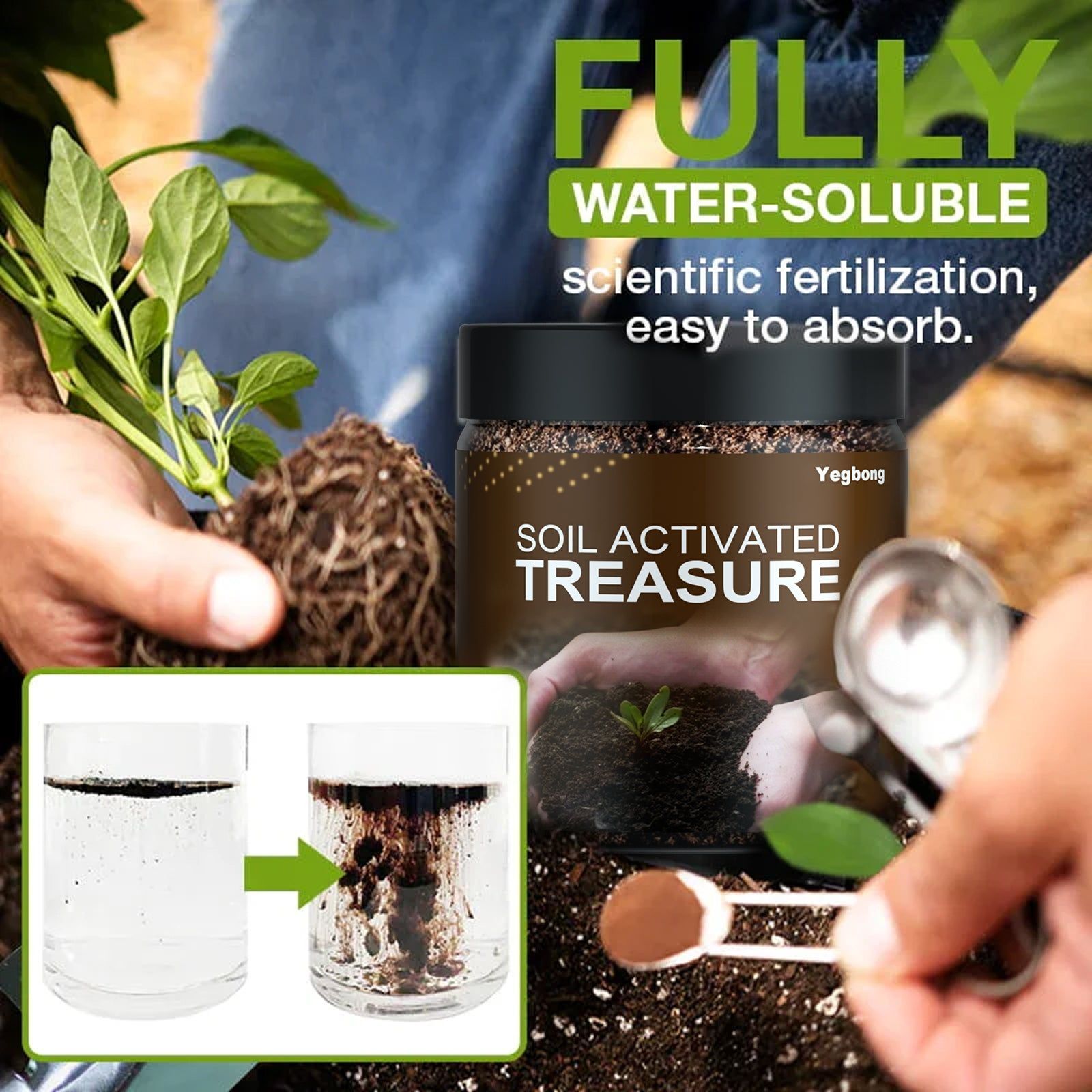 Boost Plant Growth, Improve Soil Carbon, Promote Roots, Easy Fertilizer Solution ,100g