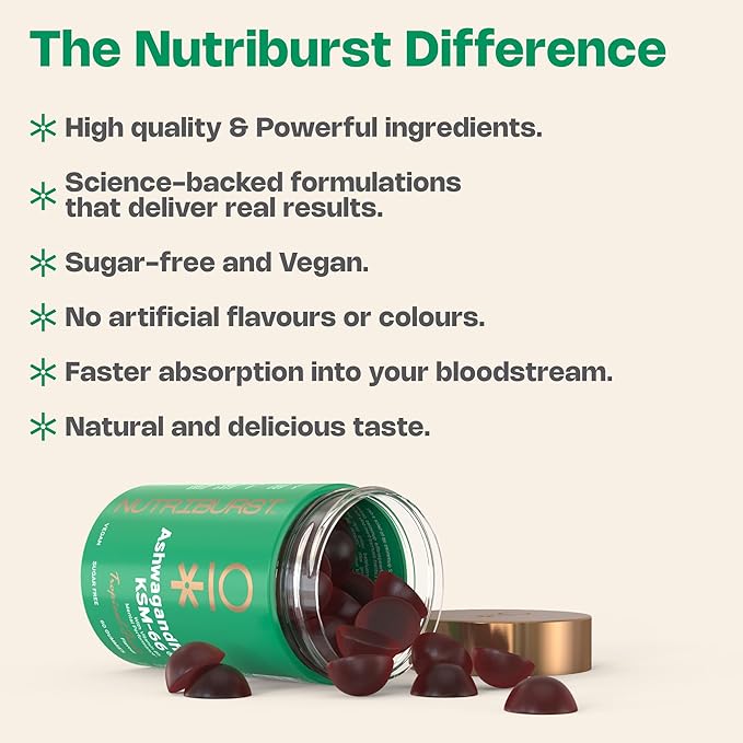 NutriBurst Ashwagandha KSM66  Tropical Fruits Flavor (60 Gummies)