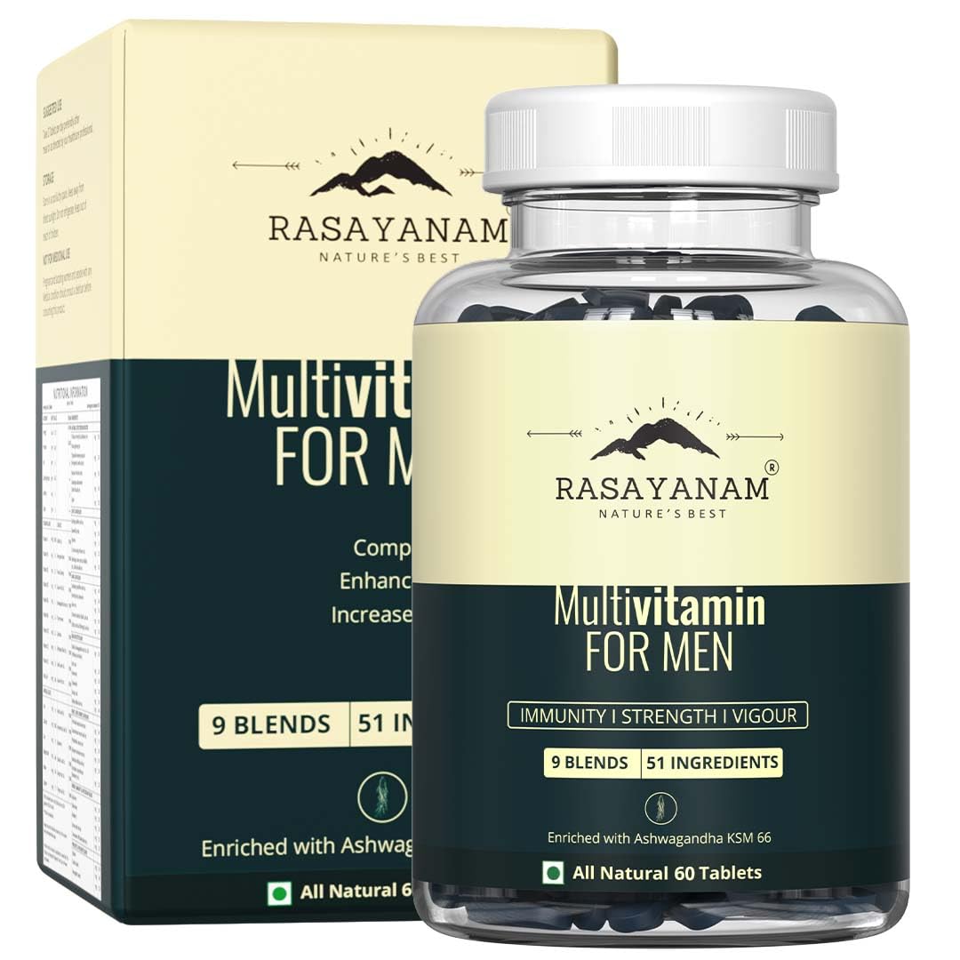 Rasayanam Multivitamin for Men 60 Tablets | 51 ingredients & 9 Blends For Overall Health