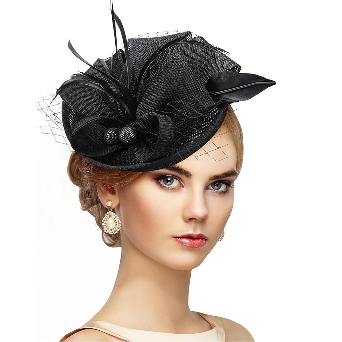 Vintage Fascinator Hat Feather Party Pillbox Hat Flower Derby Headdress Tea Party Hat For Women