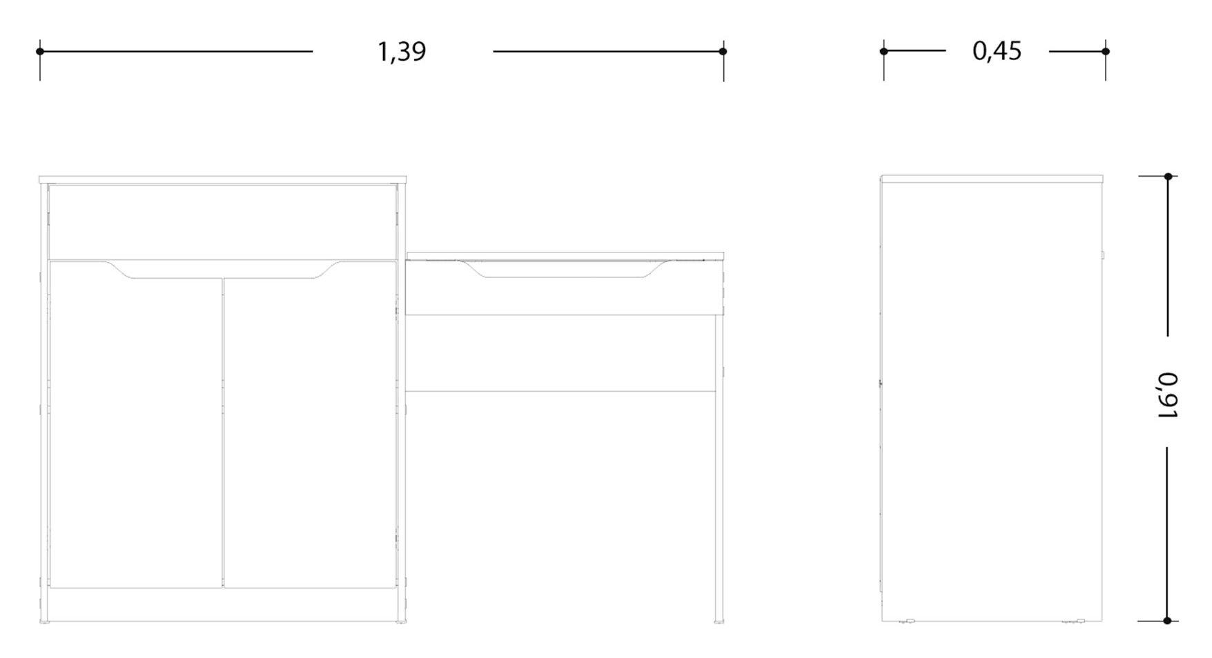 Trend Dresser with Drop-down Mirror