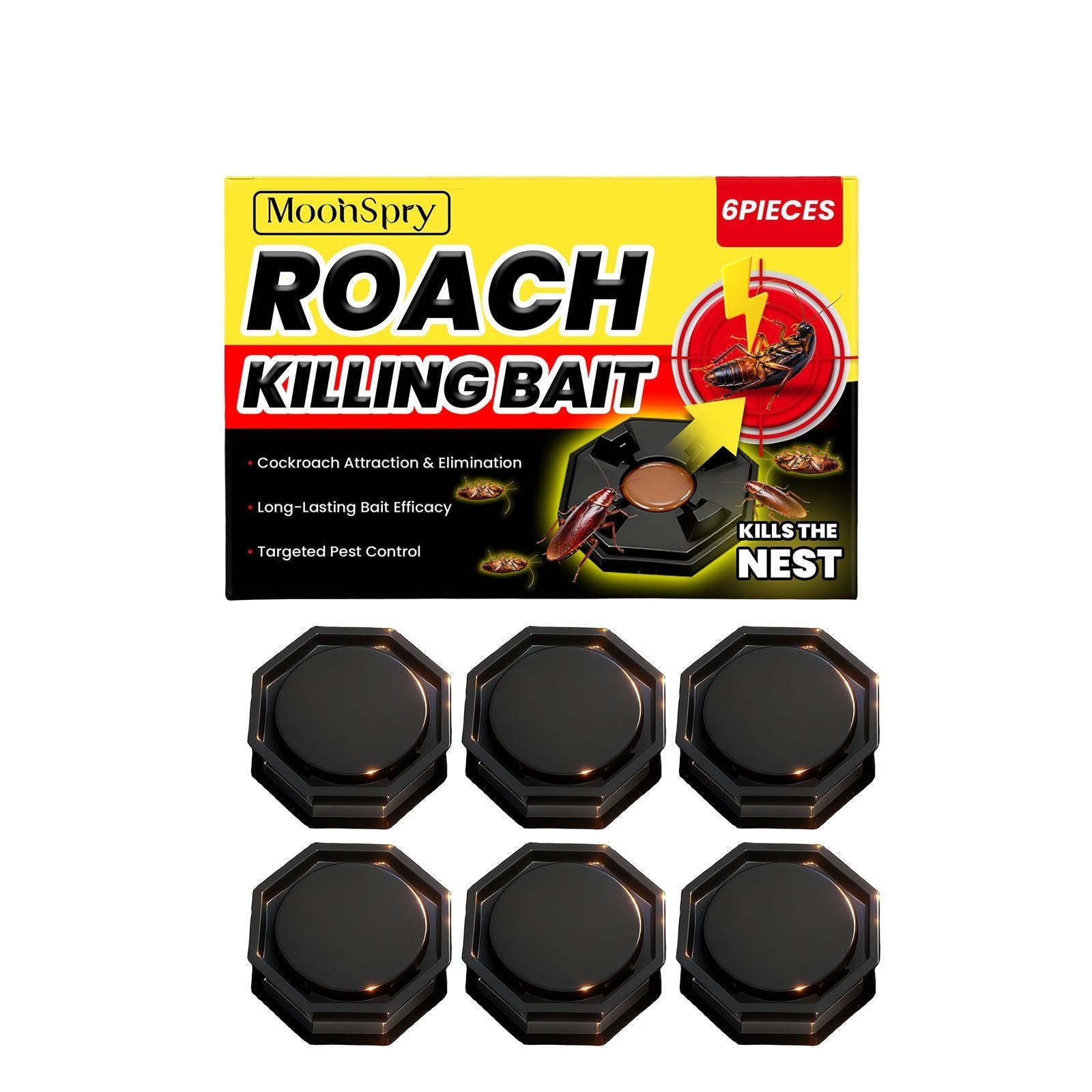 Xiao Qiang Bait House, Effective Cockroach Killer, Kitchen Pest Control, Easy to Use, Fast Results ,6pcs