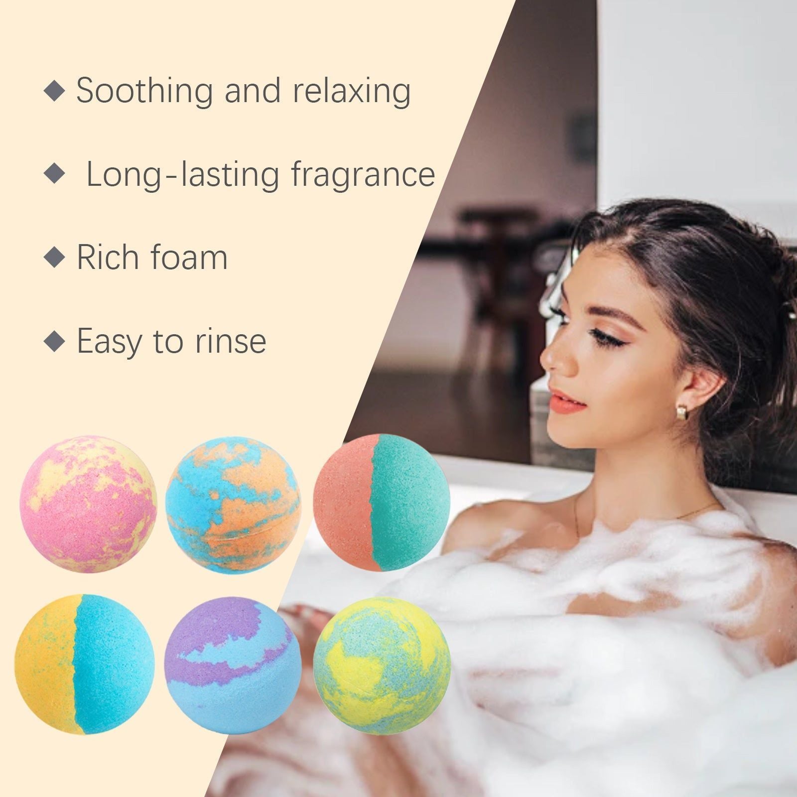 Bath Salt Ball Set, Moisturizing Floral Bath Sponge, Long-Lasting Fragrance ,6pcs