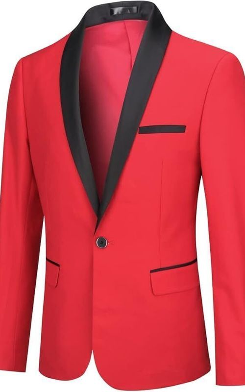 Men's 2 Piece Suit Shawl Lapel Tuxedo One Button Solid Slim Fit Blazer Jacket