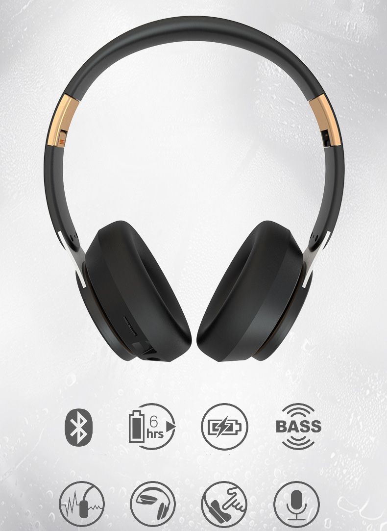 Bluetooth Headphones Stereo Subwoofer Folding Sports Earphone With Microphone