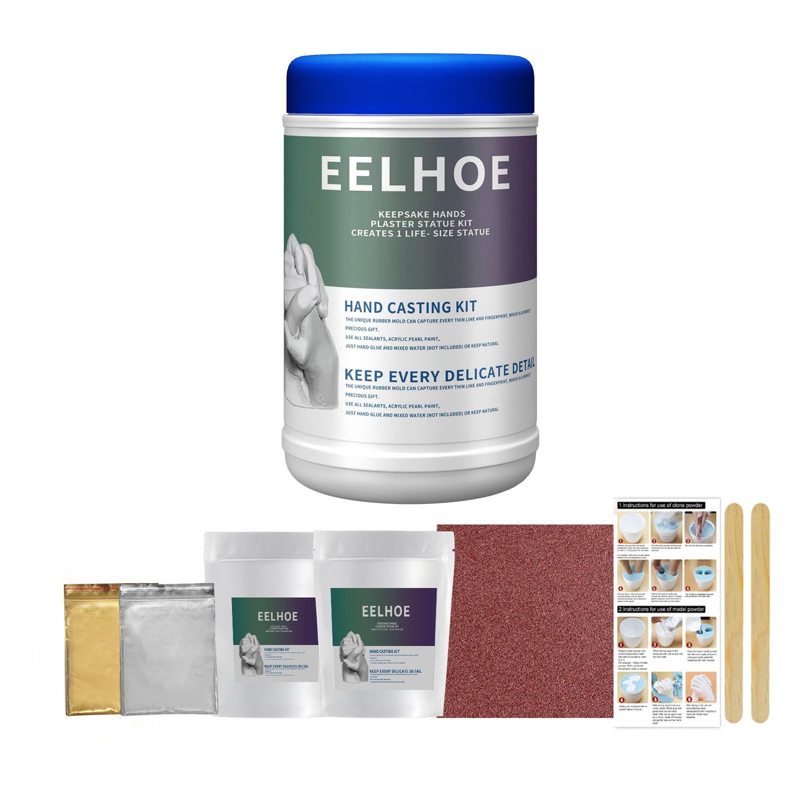 Create Personalized Hand Model Powder Set, DIY 3D Clone Souvenir, Unique Valentine's Gift ,1set