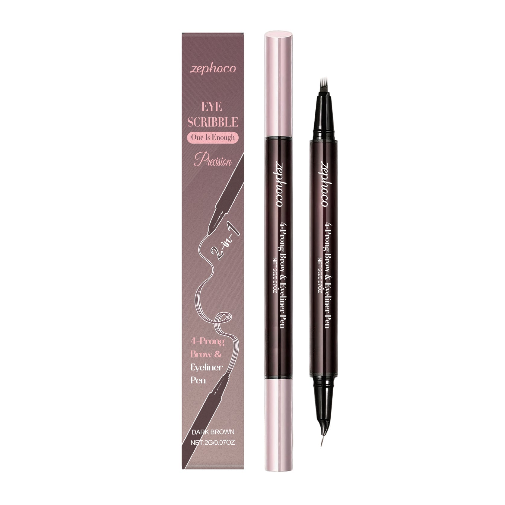 Long-lasting Liquid Eyebrow Pencil, 2-in-1 Smudge-Proof, Natural & Precise, Perfect for All Skin Types ,2g