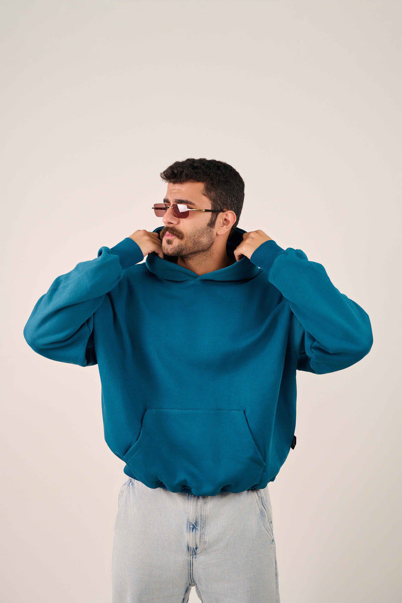 سترة مولو كلاسيكية بياقة كبيرة - أزرق مخضر