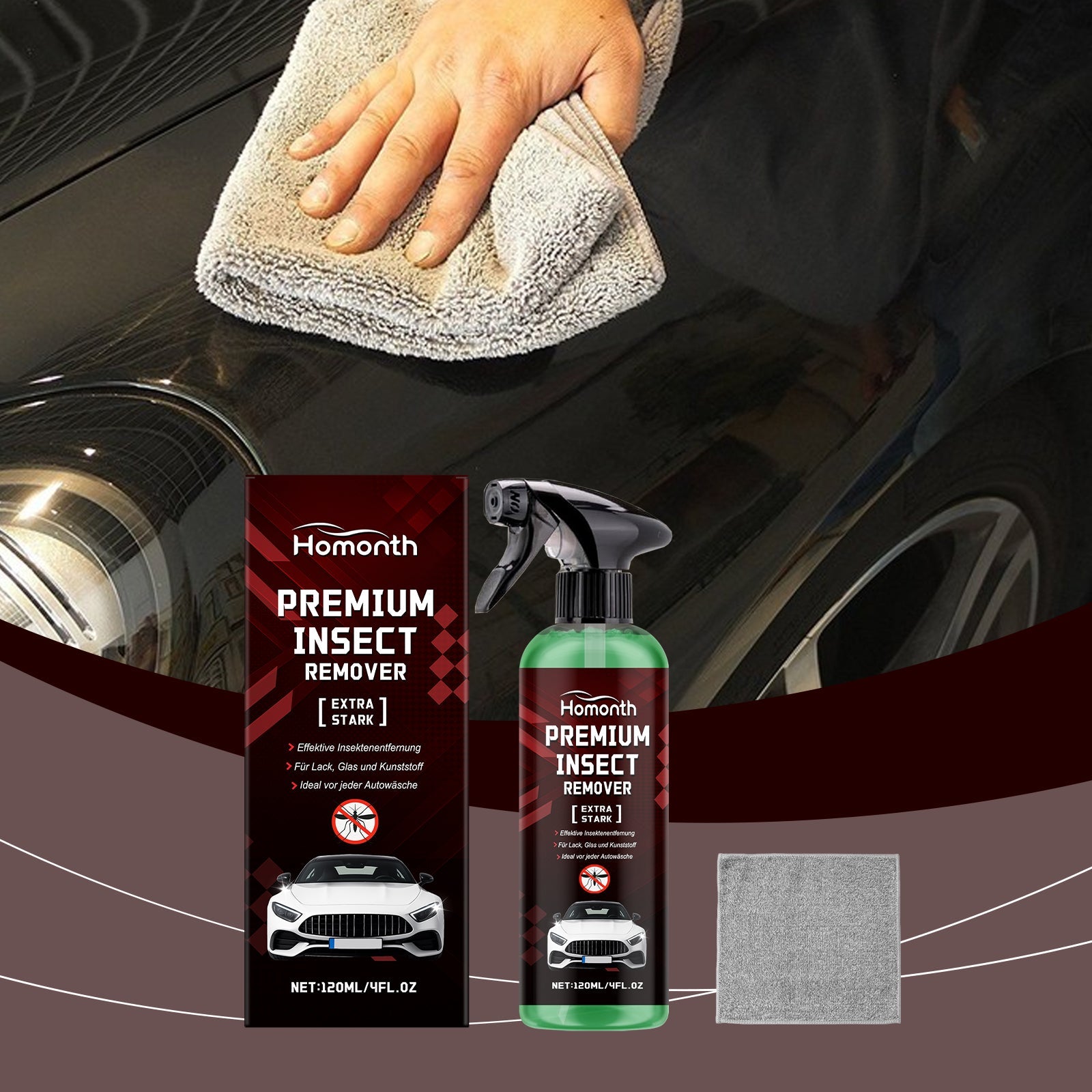 Car Cleaning Insect Stain Remover, Eco-Friendly, Easy Spray & Wipe Solution ,1set