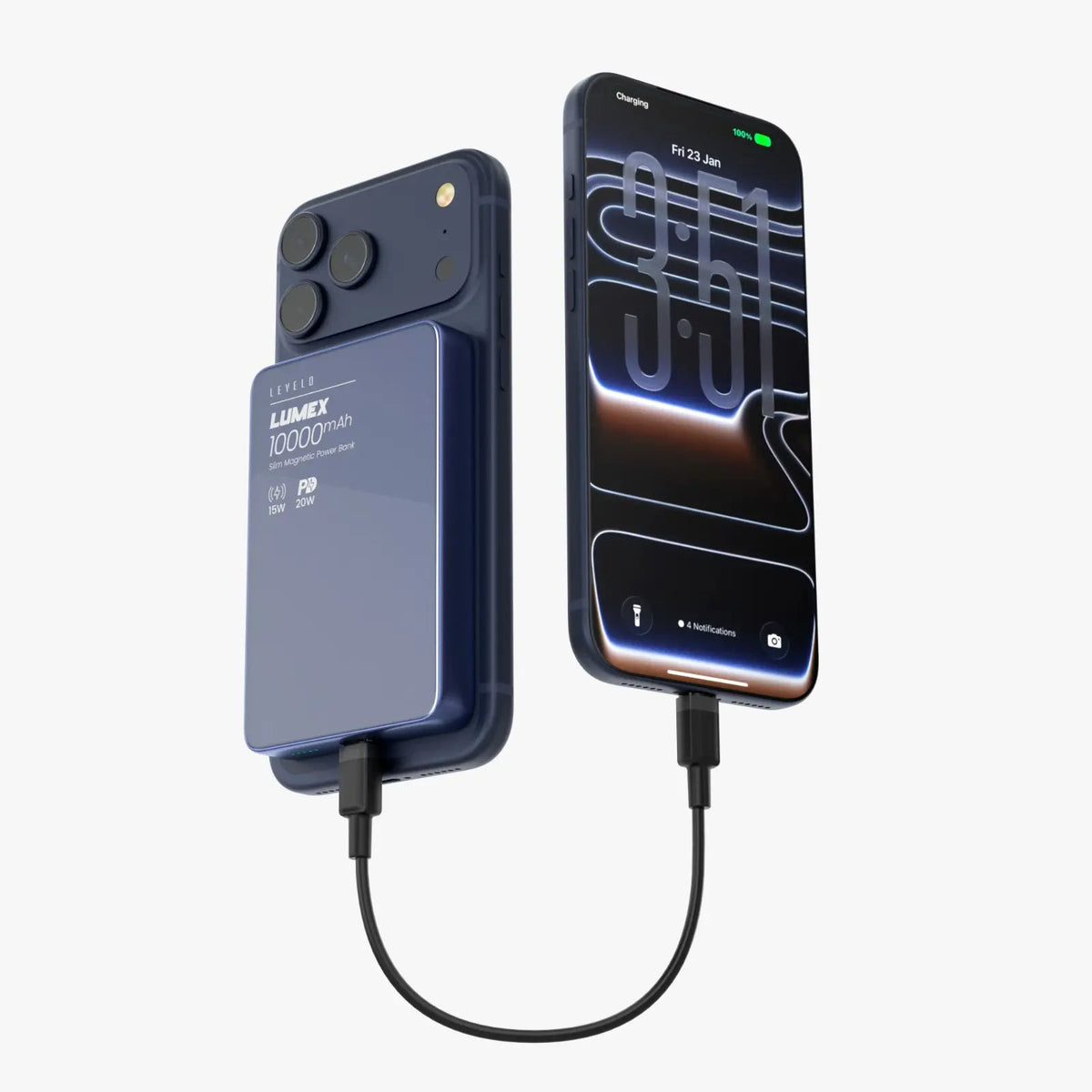 Levelo Lumex Slim Magnetic 10000mAh Power Bank, Lightweight and Travel-Friendly Build