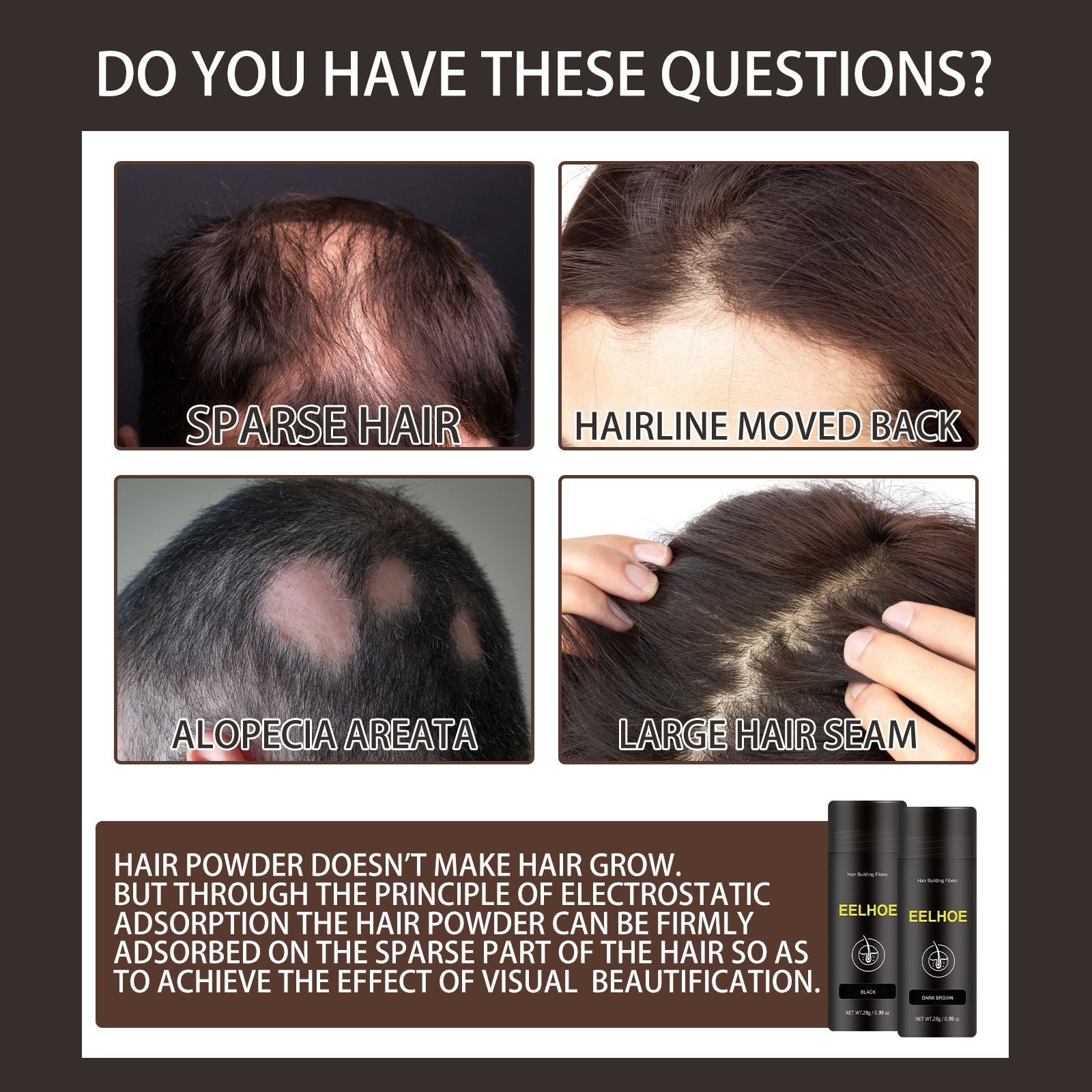 Hair Building Fiber Powder for Thinning Hair Thickening 28g