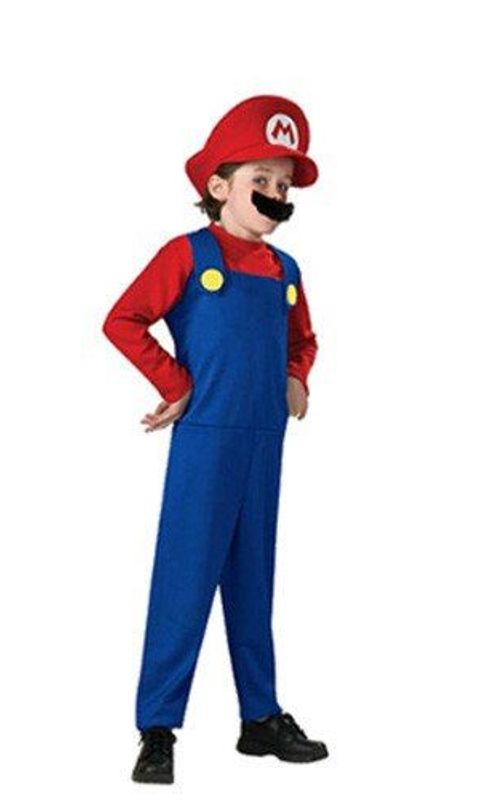 Super Mario Costume Halloween Luigi Brothers Plumber Jumpsuit Cosplay Suit For Adult Kids