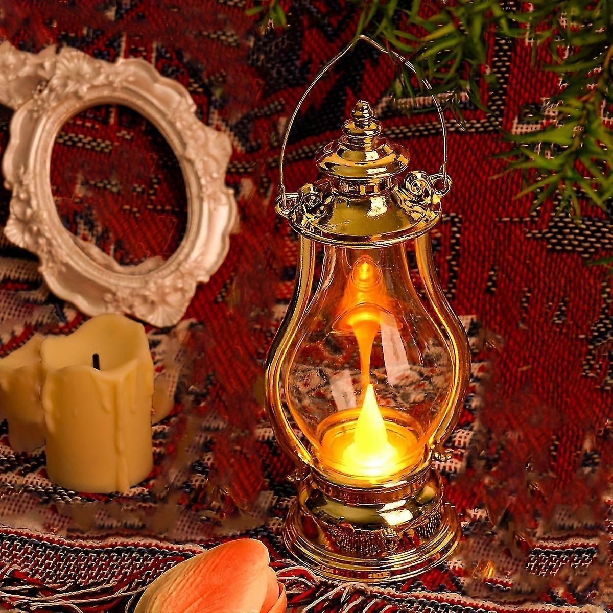 Retro LED Electronic Oil Lamp with Touch Control & Battery Power for Indoor/Outdoor Decorative Lighting