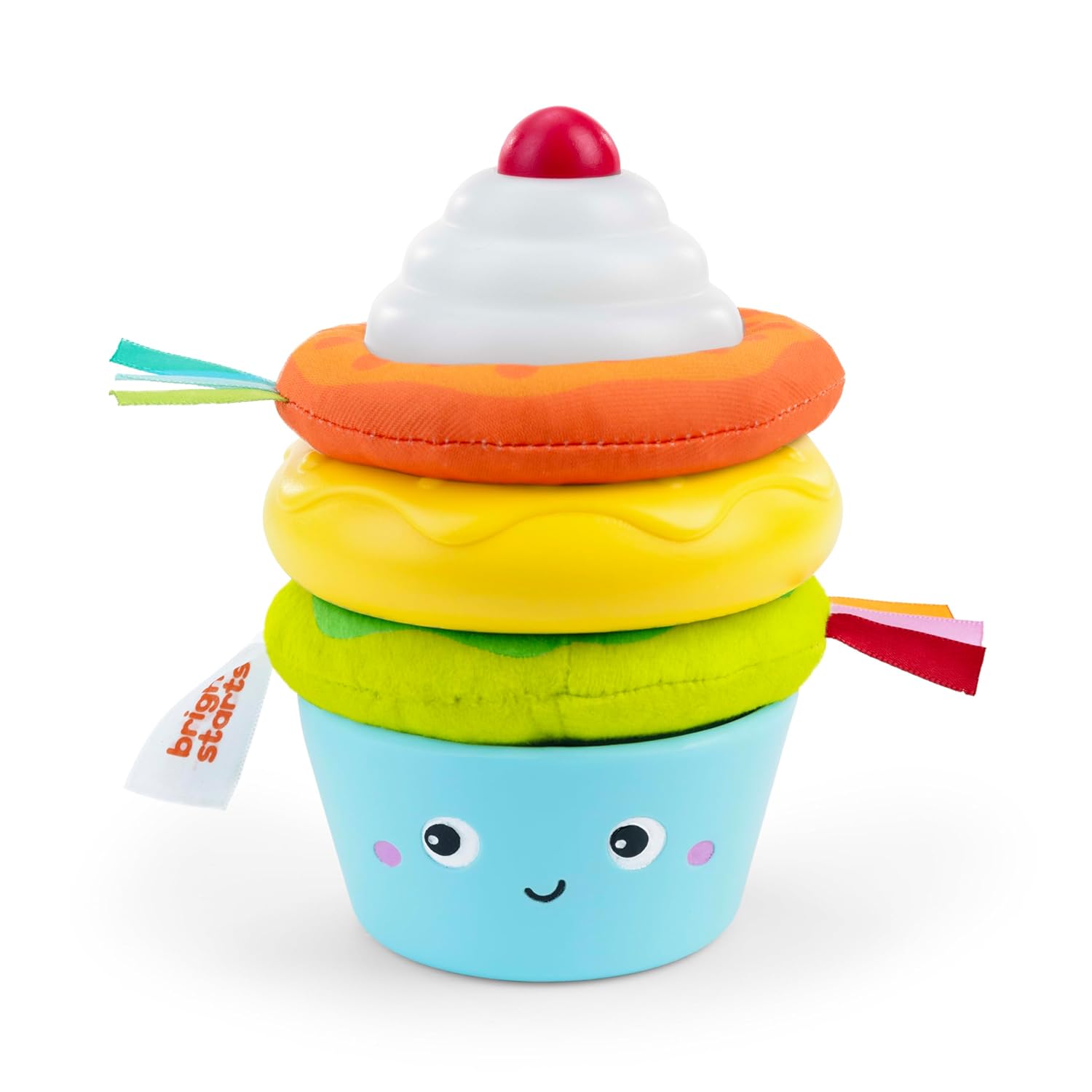 Bright Starts Cupcake Tower Stacking Toy with Teether (13 x 13.5cm), 6+ months