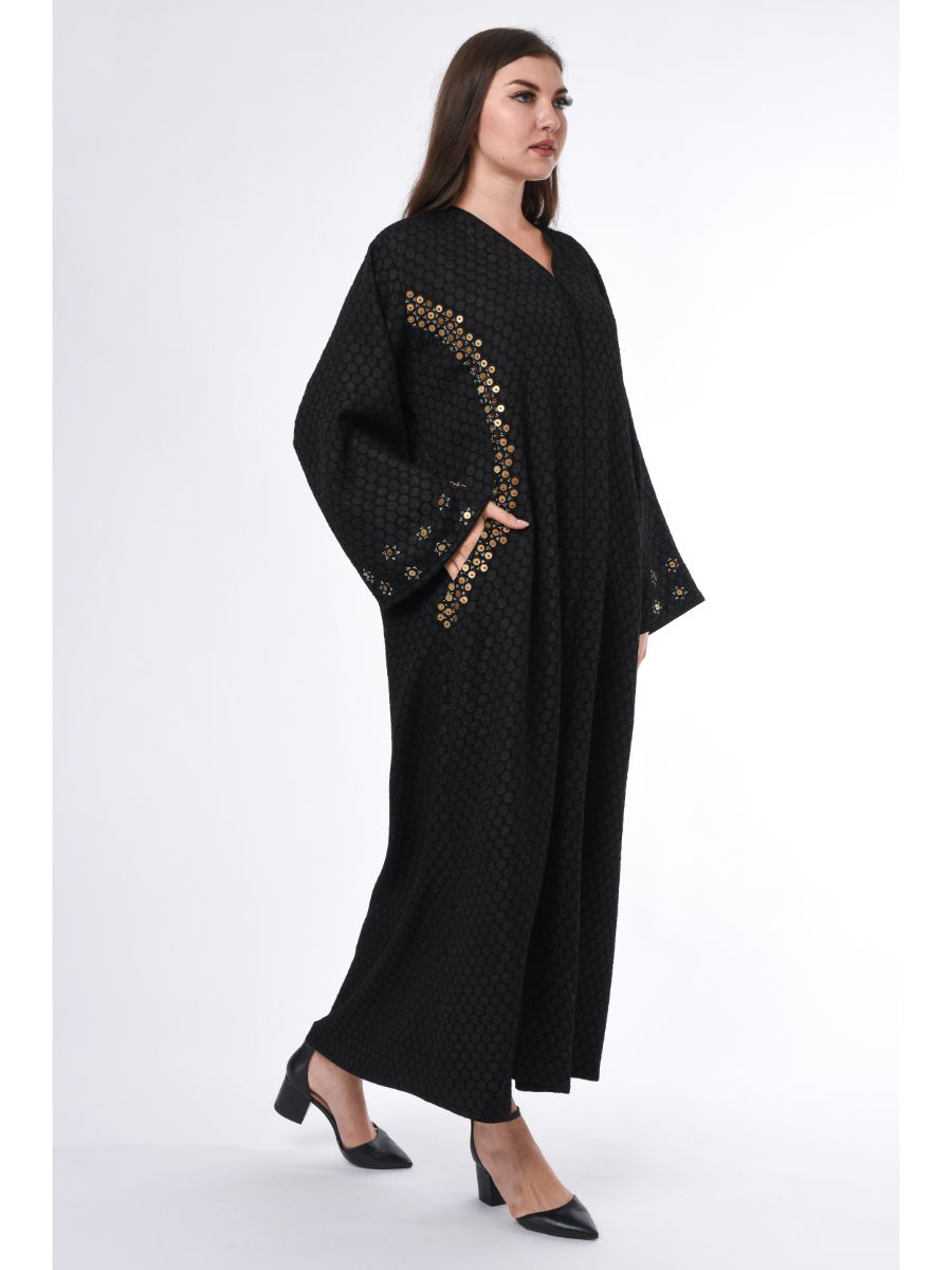 MOiSTREET Black Exotic Abaya with Hand Embroidery