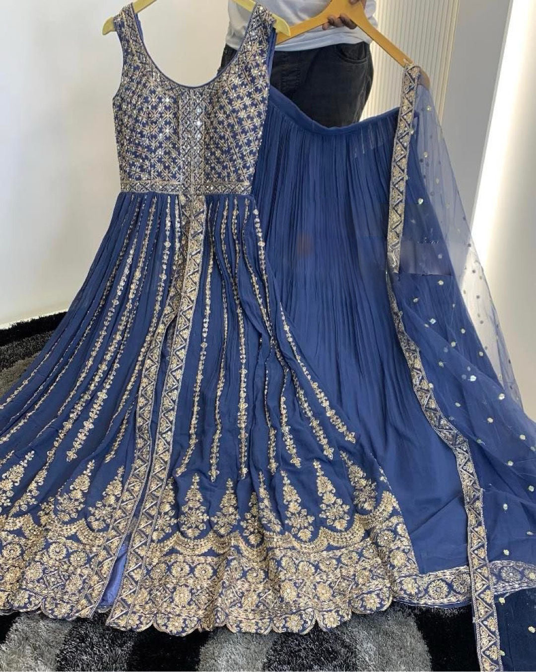 Fab Zone Designer Party Wear Look Heavy Faux Georgette Top Lehenga & Dupatta Set